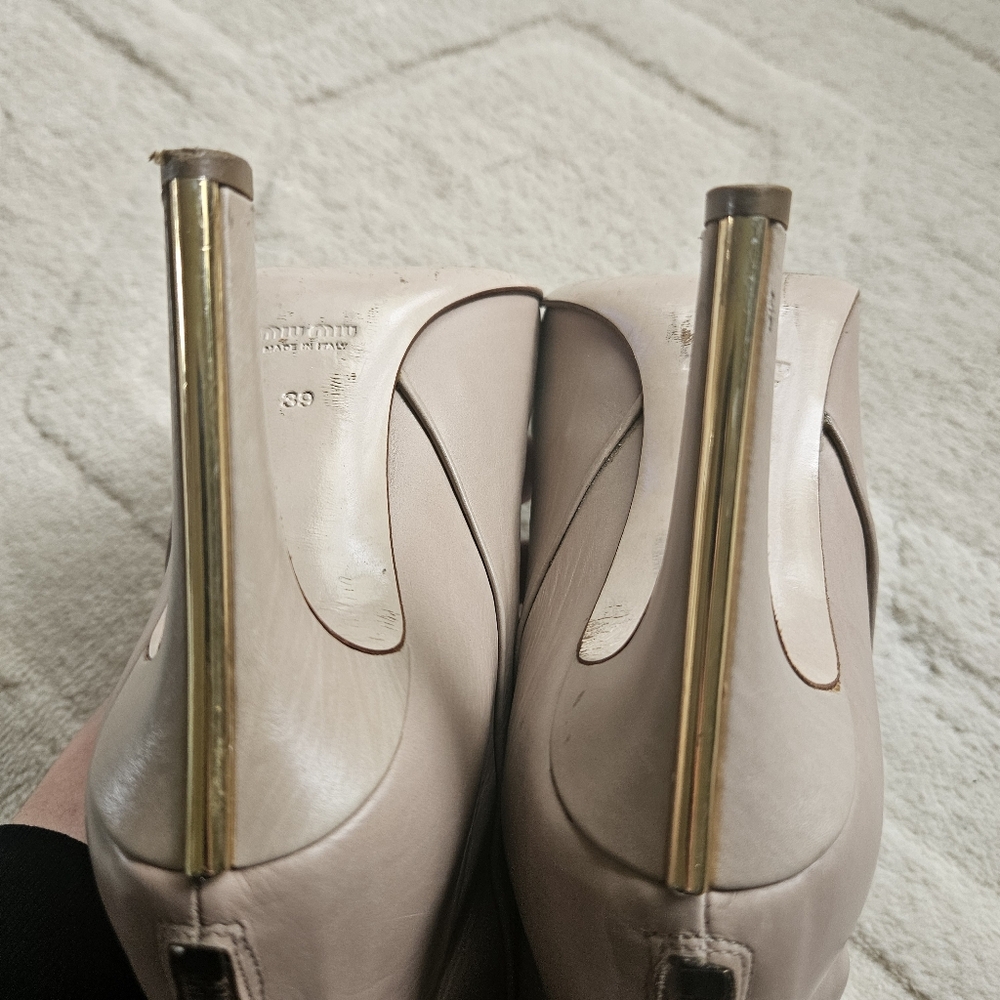 SOLD MIU MIU Heel Ankle Boots size 8 US / 39EUR Beige  Nude - Picture 11 of 16